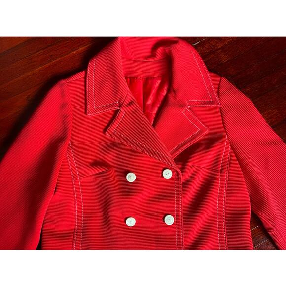 Vintage 60s Betty Rose ILGWU Red White Light Coat Mod Jacket Small Medium Retro - Picture 5 of 9